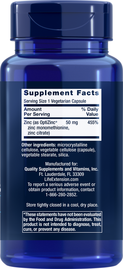 Life Extension Zinc Caps 50mg 90 Vegetarian Capsules