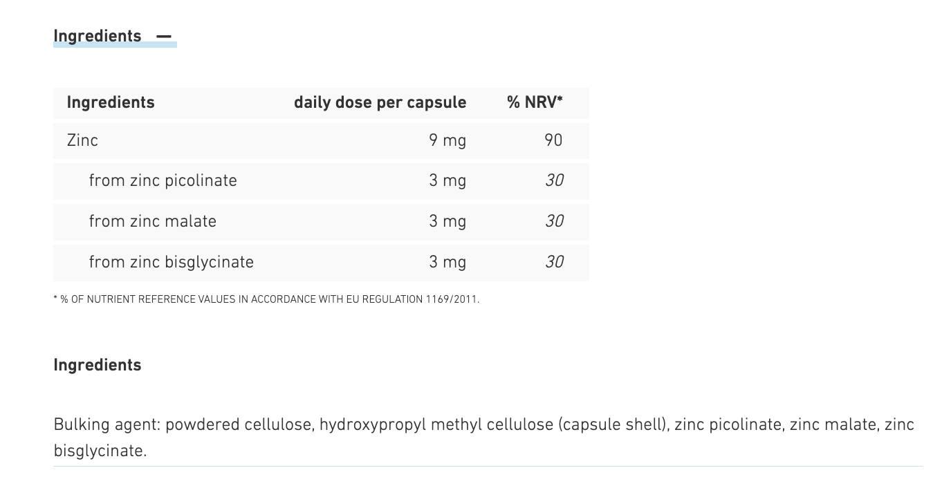 Biogena 3-Salt Zinc 9 mg 60 capsules