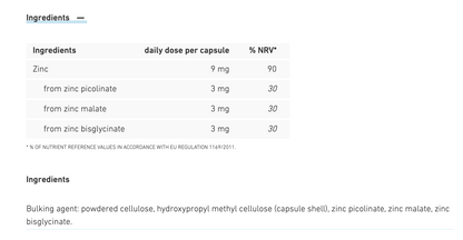 Biogena 3-Salt Zinc 9 mg 60 capsules