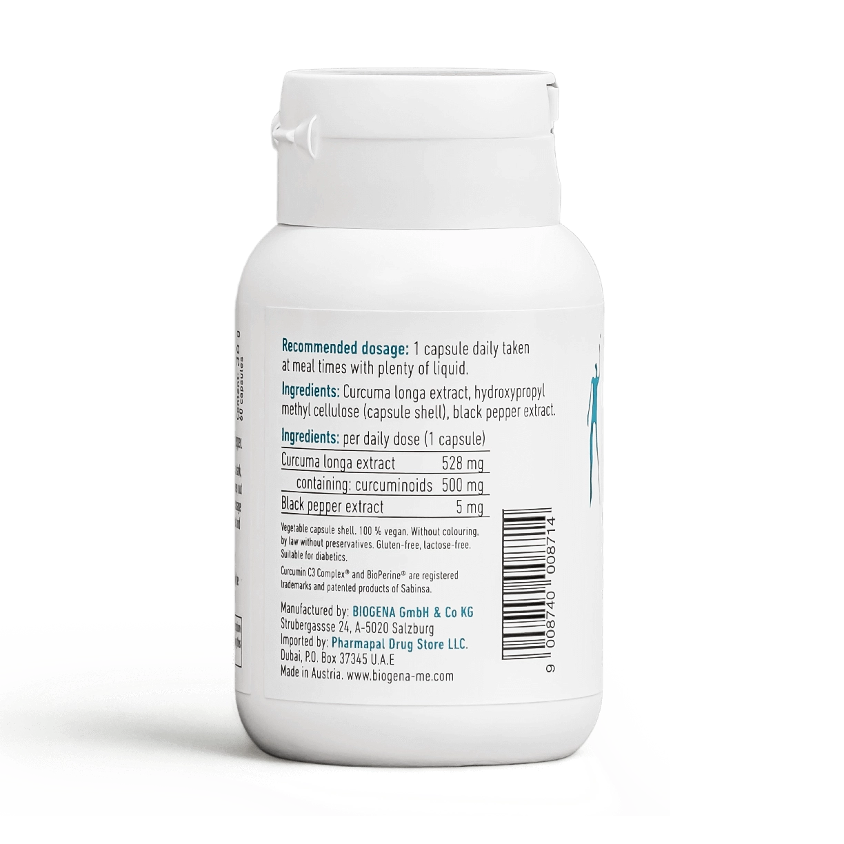 Biogena Turmeric Curcuma 500mg 60 capsules