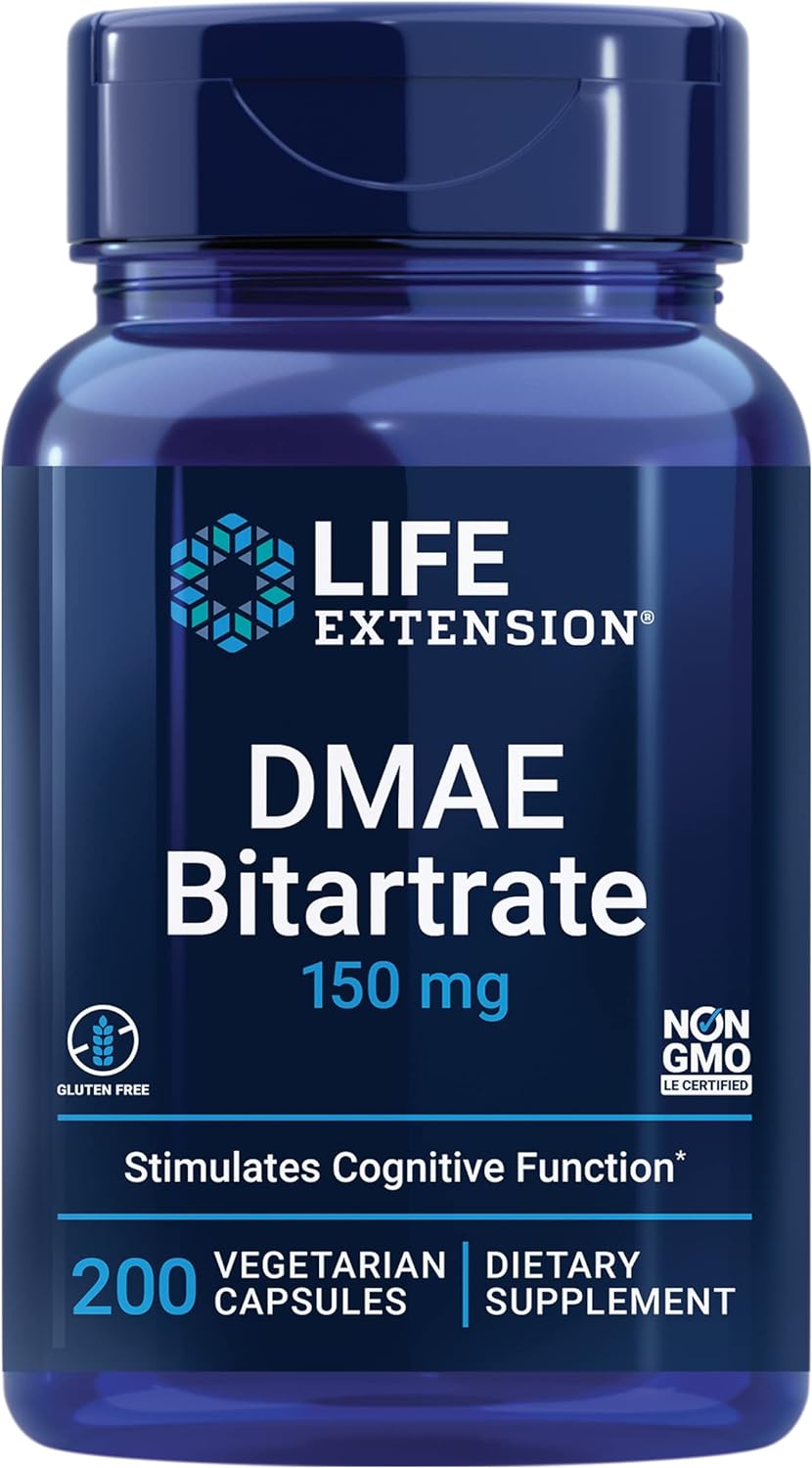 Life Extension DMAE Bitartrate 150 mg 200  vegetarian Capsules