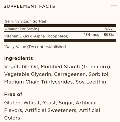 Solgar Vitamin E 134 mg (200 IU) Alpha 100 Softgels