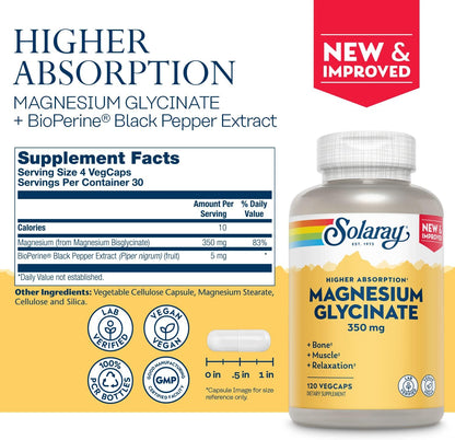 Solaray Magnesium Glycinate 350 mg 120 Capsules