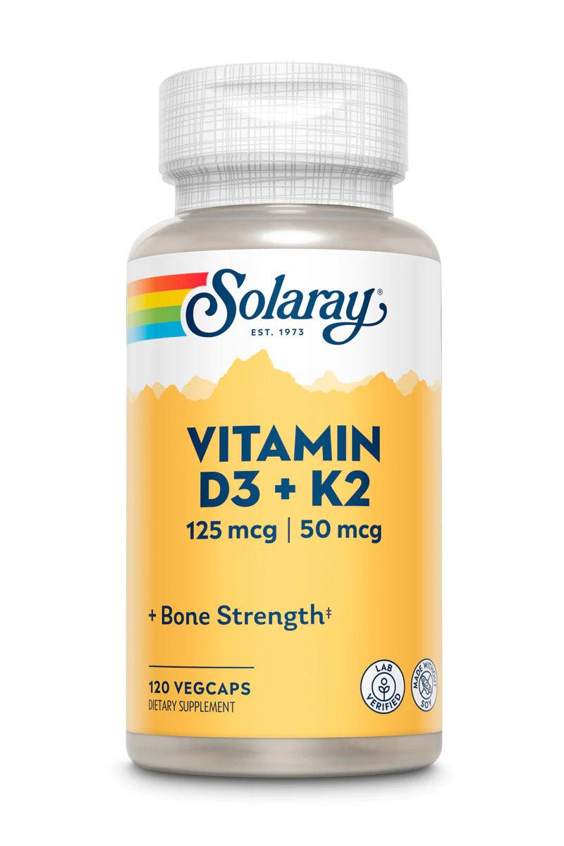 Solaray Vitamin D3 + K2 125 mcg | 50 mcg 120 Veg Capsules