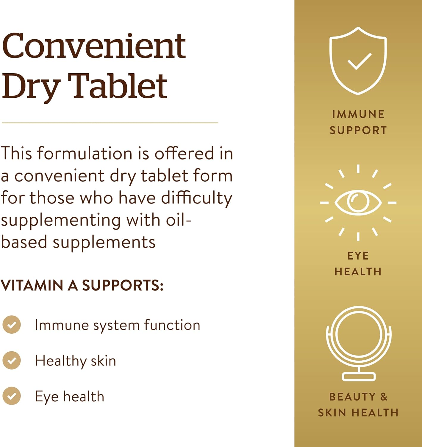 Solgar Dry Vitamin A 1500 mcg(5000 IU) 100 Tablets