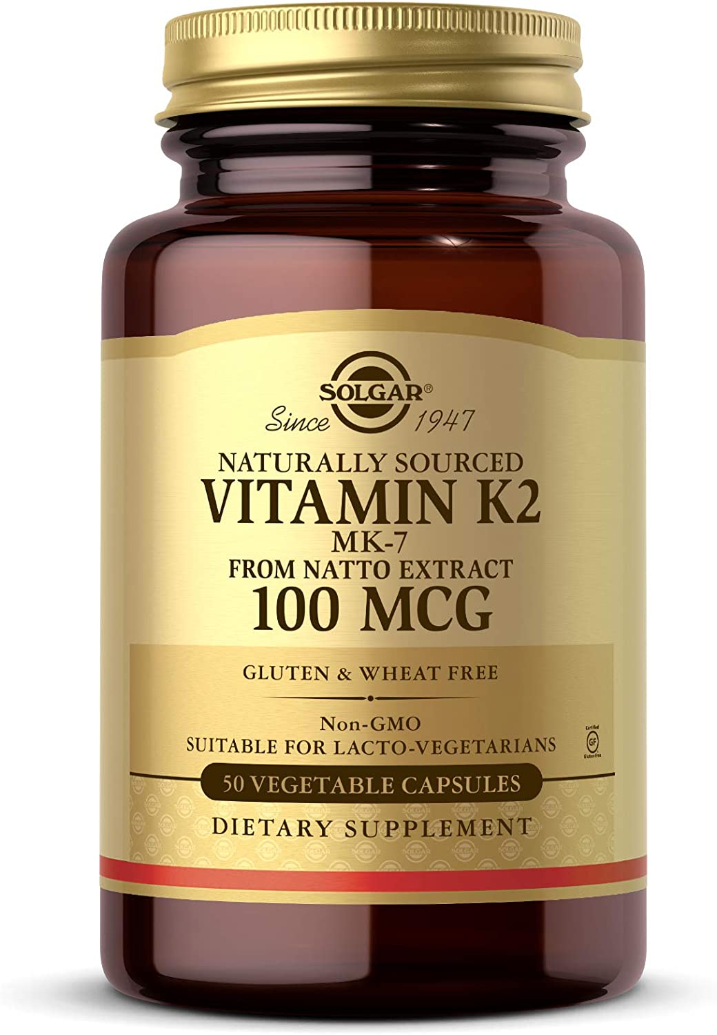 Solgar Natural Vitamin K2(MK-7) 100 mcg 50 Vegetable Capsules