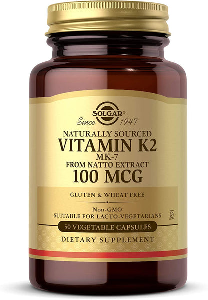 Solgar Natural Vitamin K2(MK-7) 100 mcg 50 Vegetable Capsules