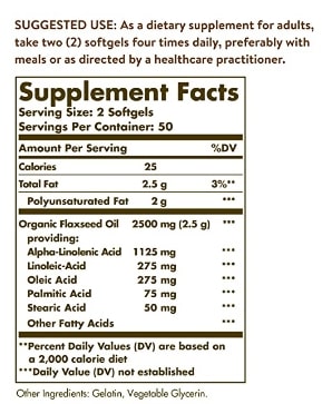 Solgar Flaxseed Oil, 1250 MG, 100 Softgels