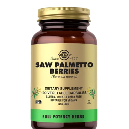 Solgar Full Potency Herbs Saw Palmetto Barries, Vegetable Capsules 100 Count