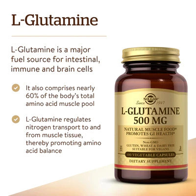 Solgar L-Glutamine 500 mg 100 Vegetable Capsules