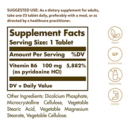 Solgar Vitamin B6 100 MG - 100 Tablets