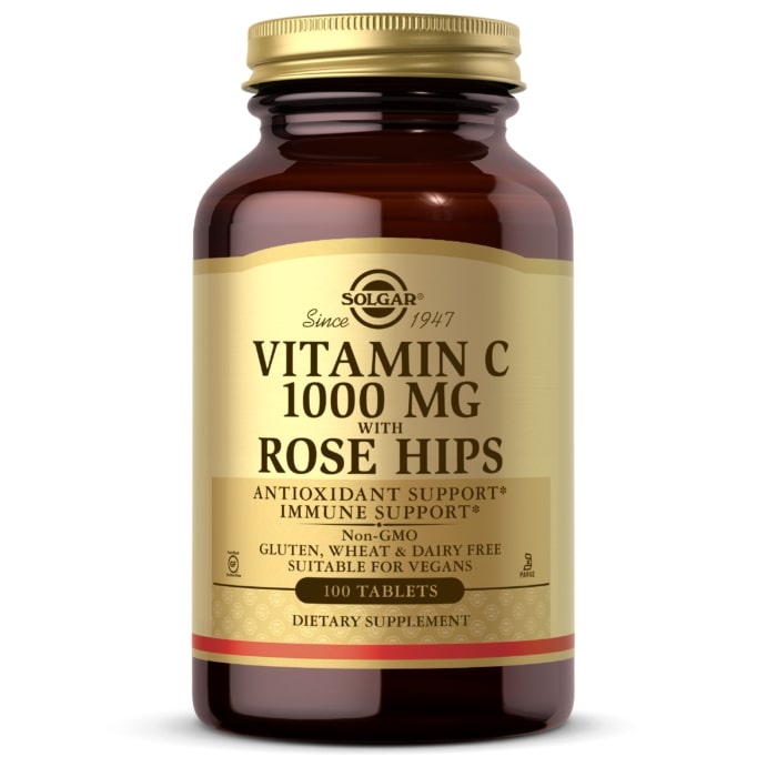 Solgar Vitamin C 1000 MG With Rose Hips, 100 Tablets